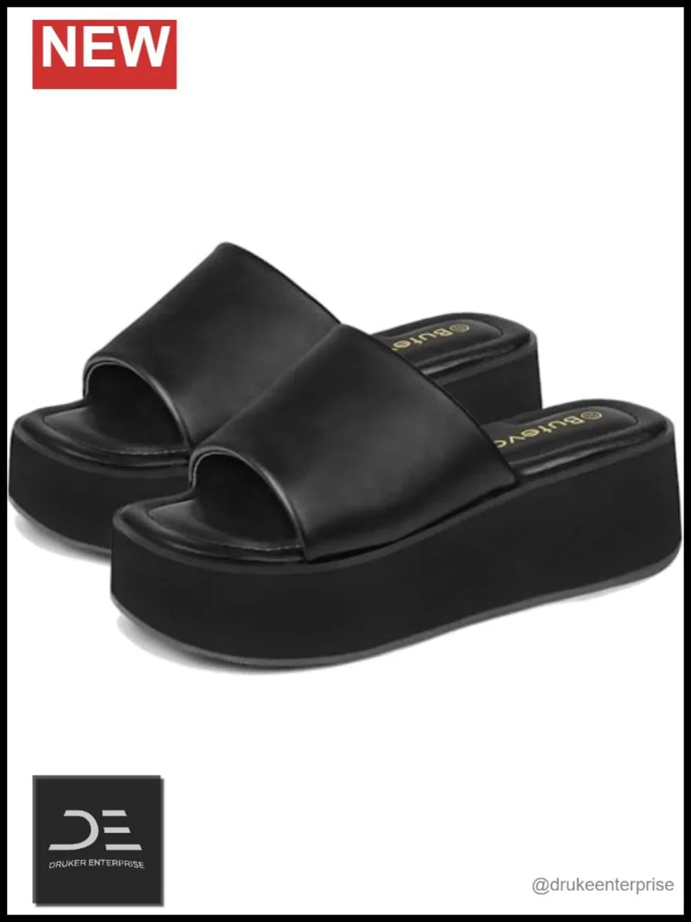 Chunky Platform Wedge Sandals - Slip On Summer Slides Lightweight Waterproof